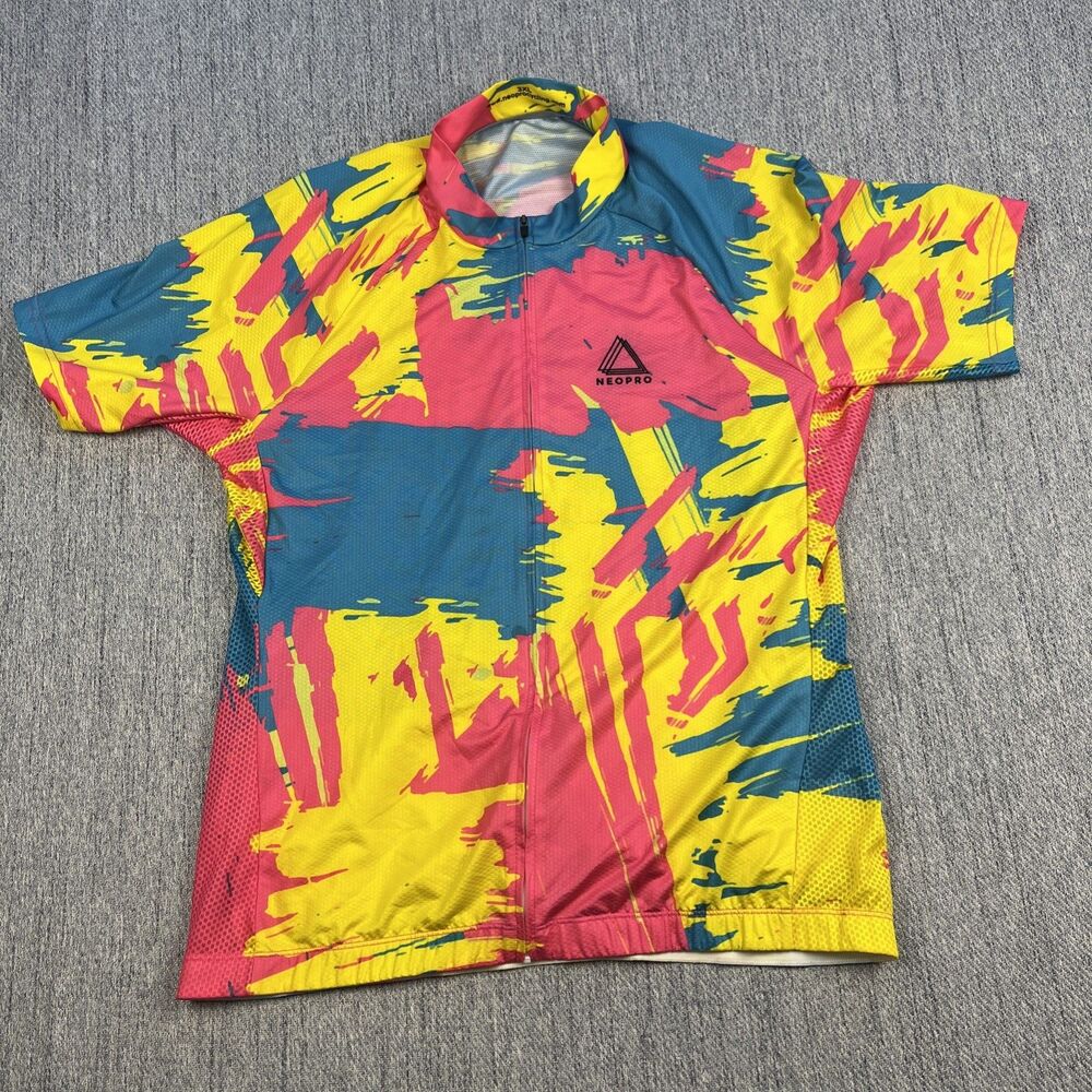 NeoPro Cycling Jersey Mens 3XL Multicolor Graffiti Abstract Full Zip Bike Top